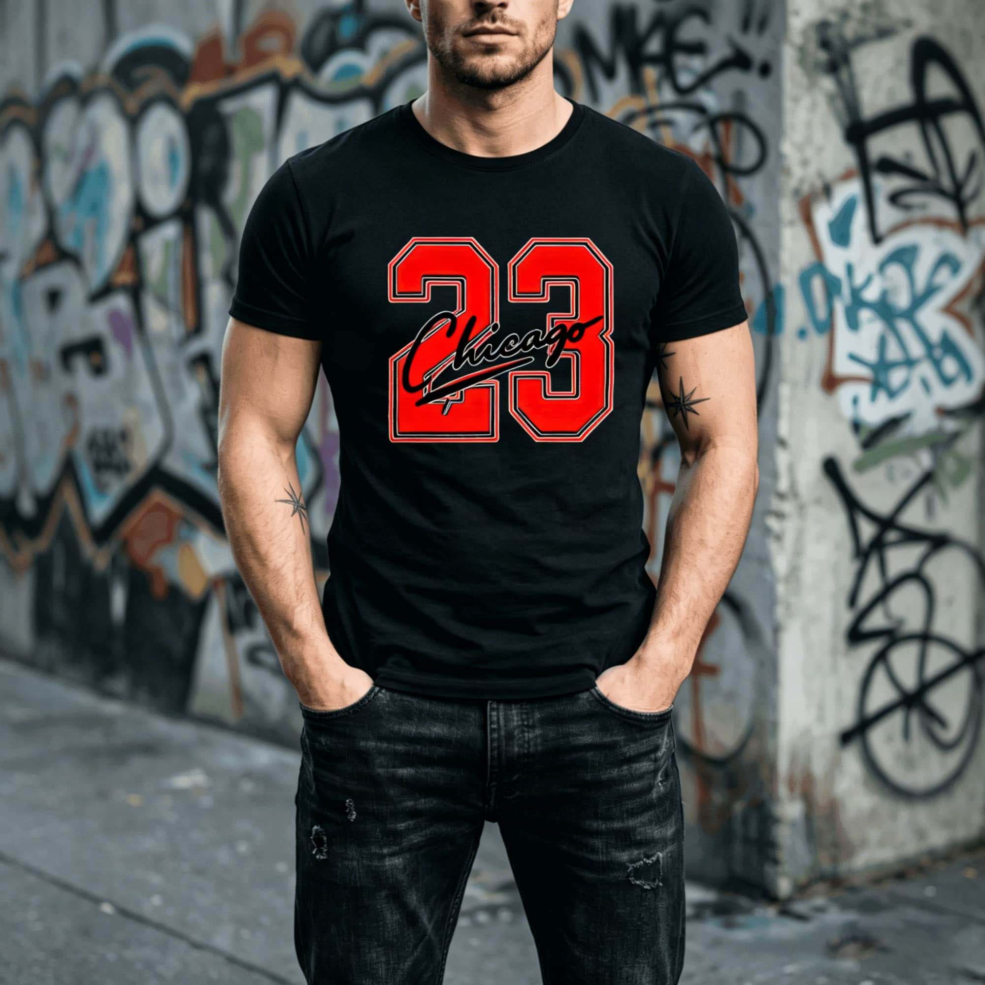 Street Fashion Chicago - Kaus Lengan Pendek Cetak Nomor 23