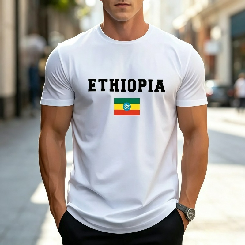 Street Fashion Theme - Kaos Pria Streetwear Cetak Bendera ETHIOPIA