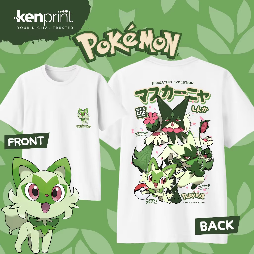 Street Fashion Evolution - Kaus Katun Anime Pokémon Sprigatito Evolution