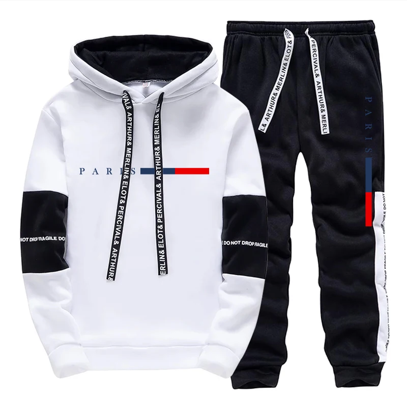Street Fashion Casual - Setelan Pria/Hoodie/Celana Paris Fashion Musim Gugur