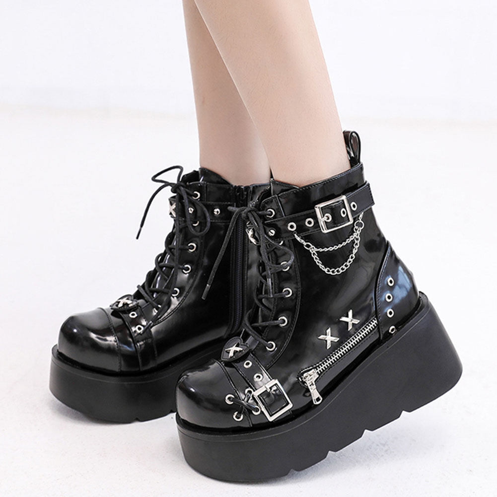Street Fashion Brands - Sepatu Bot Pergelangan Kaki Platform Goth