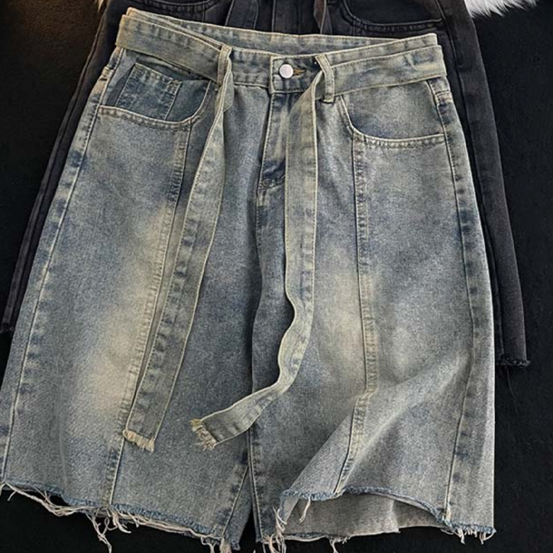 Celana Pendek Denim Berumbai T - Street Fashion In Japanese ulasan dan harga