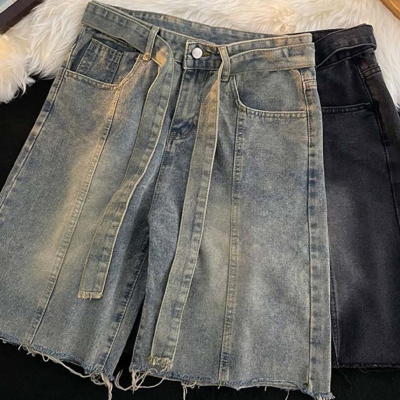 Celana Pendek Denim Berumbai T - Street Fashion In Japanese ulasan dan harga