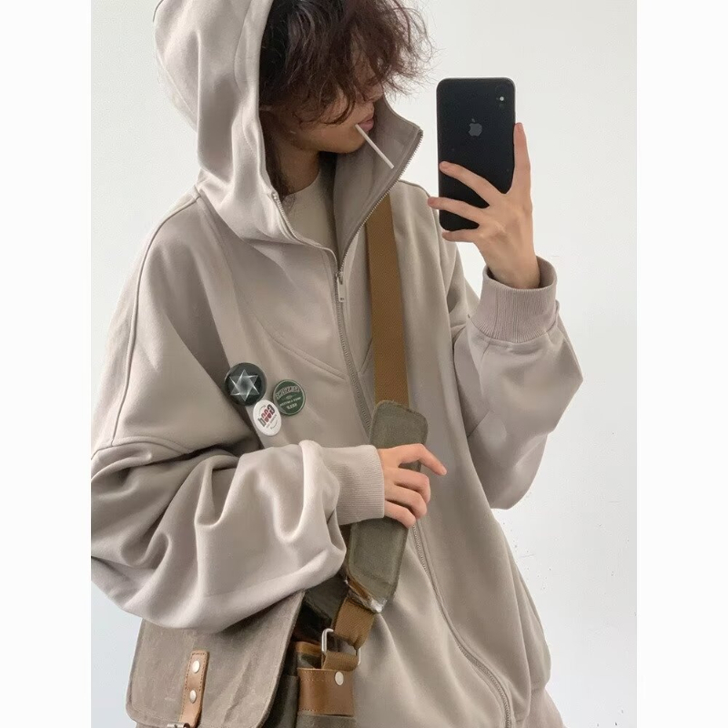 Setelan jaket Hoodie ritsletin - Street Fashion In Japanese ulasan dan harga