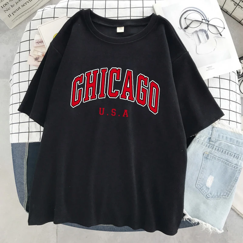 Kaos Wanita dengan Cetakan Gra - Street Fashion Chicago ulasan dan harga