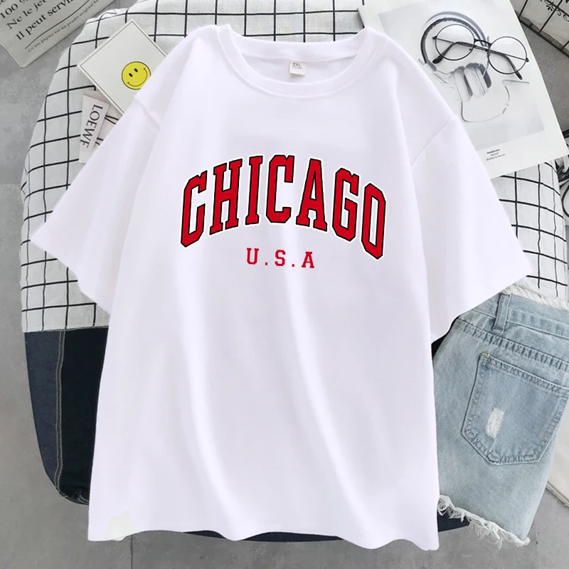 Kaos Wanita dengan Cetakan Gra - Street Fashion Chicago ulasan dan harga