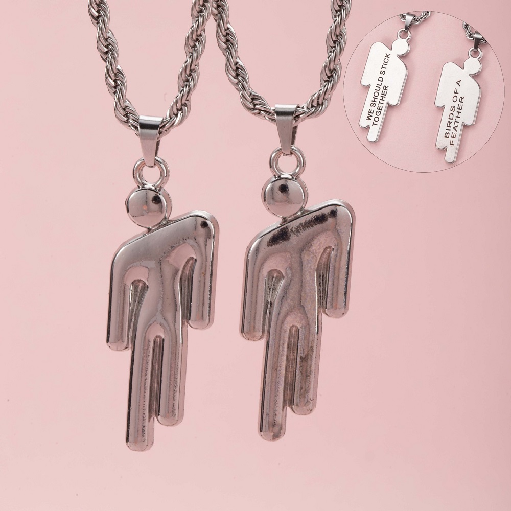2Pcs Kalung Liontin Pasangan H - Fashion Street Singapore ulasan dan harga