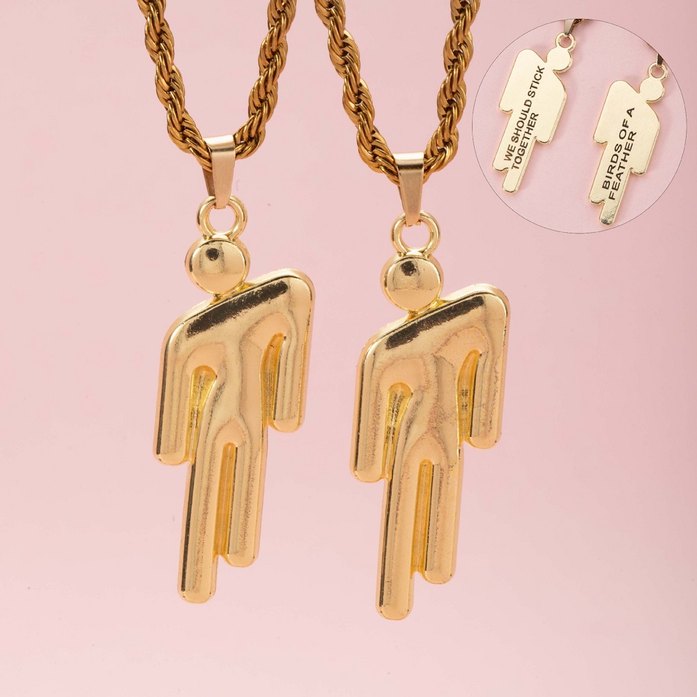 2Pcs Kalung Liontin Pasangan H - Fashion Street Singapore ulasan dan harga