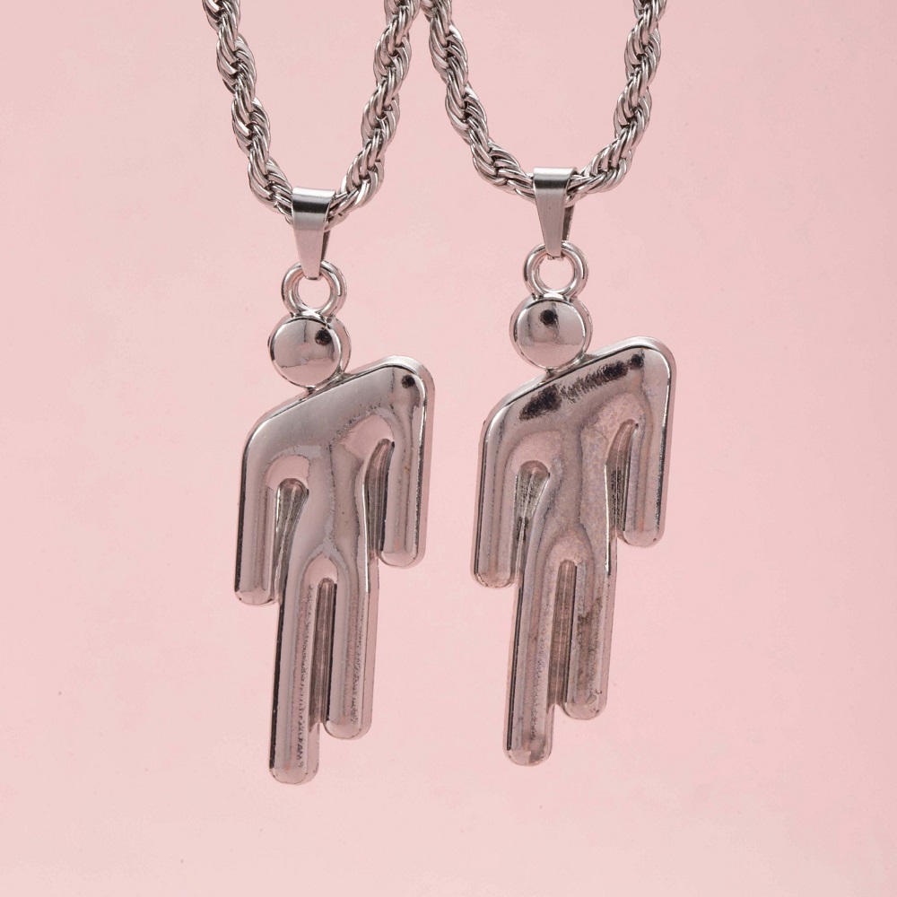 2Pcs Kalung Liontin Pasangan H - Fashion Street Singapore ulasan dan harga