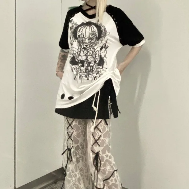 Kaus Y2k Pakaian Wanita Kaus L - Street Fashion In Japanese ulasan dan harga