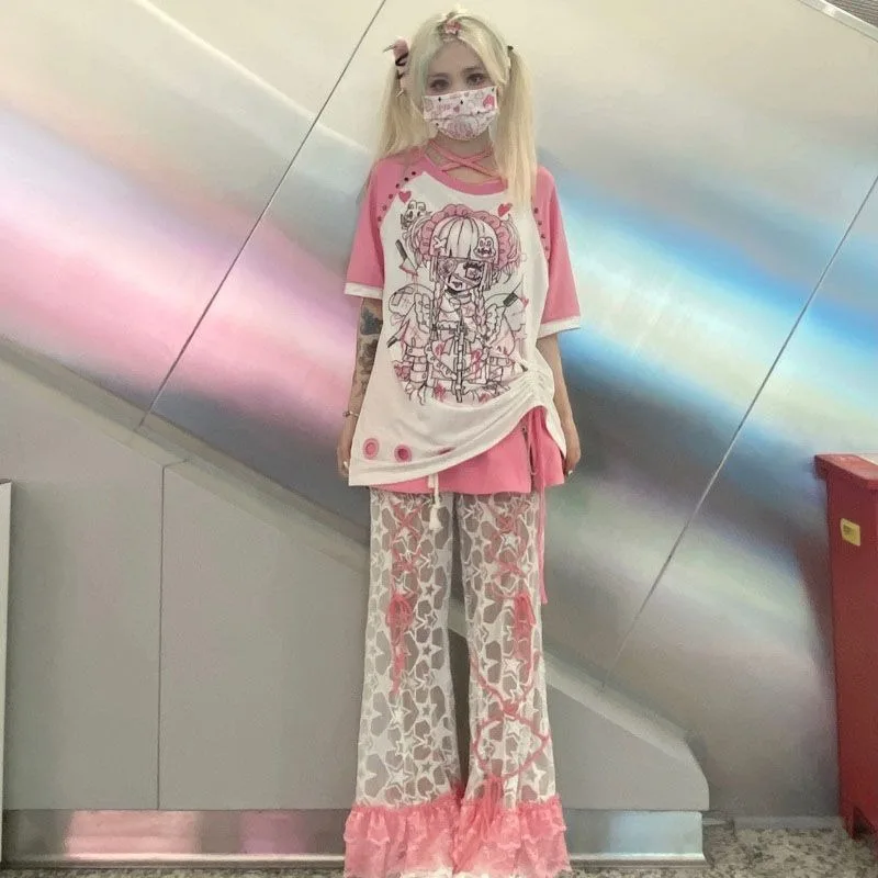 Kaus Y2k Pakaian Wanita Kaus L - Street Fashion In Japanese ulasan dan harga