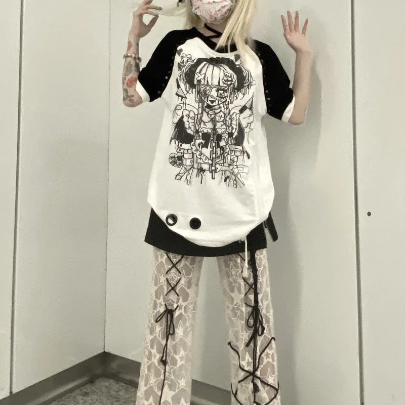 Kaus Y2k Pakaian Wanita Kaus L - Street Fashion In Japanese ulasan dan harga