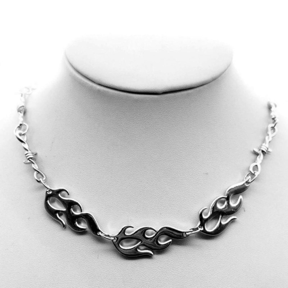 Kalung Api Duri Warna Perak Mo - Fashion Street Singapore ulasan dan harga