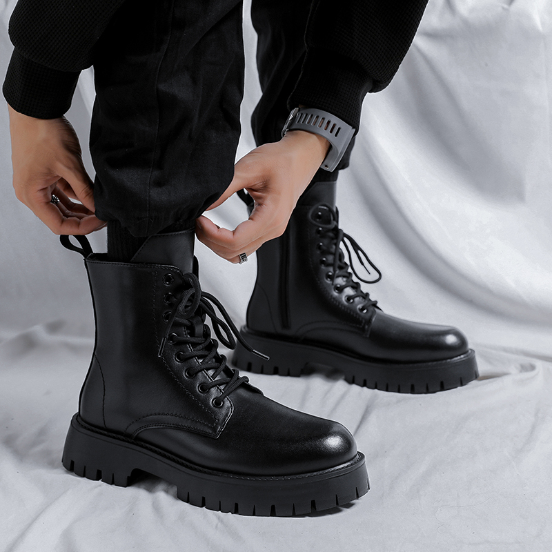 Sepatu Bot Kulit Asli Pria Mew - Street Fashion Brands ulasan dan harga