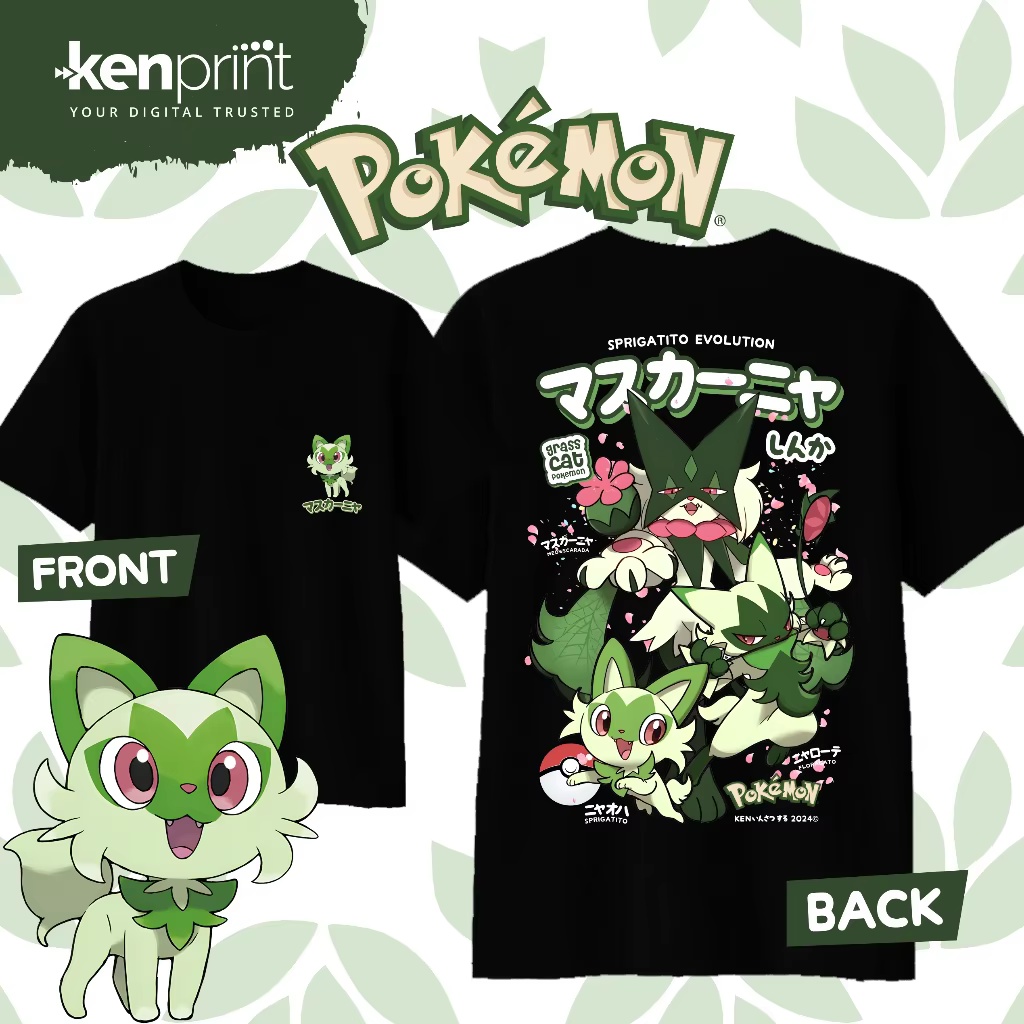 Kaus Katun Anime Pokémon Sprig - Street Fashion Evolution ulasan dan harga
