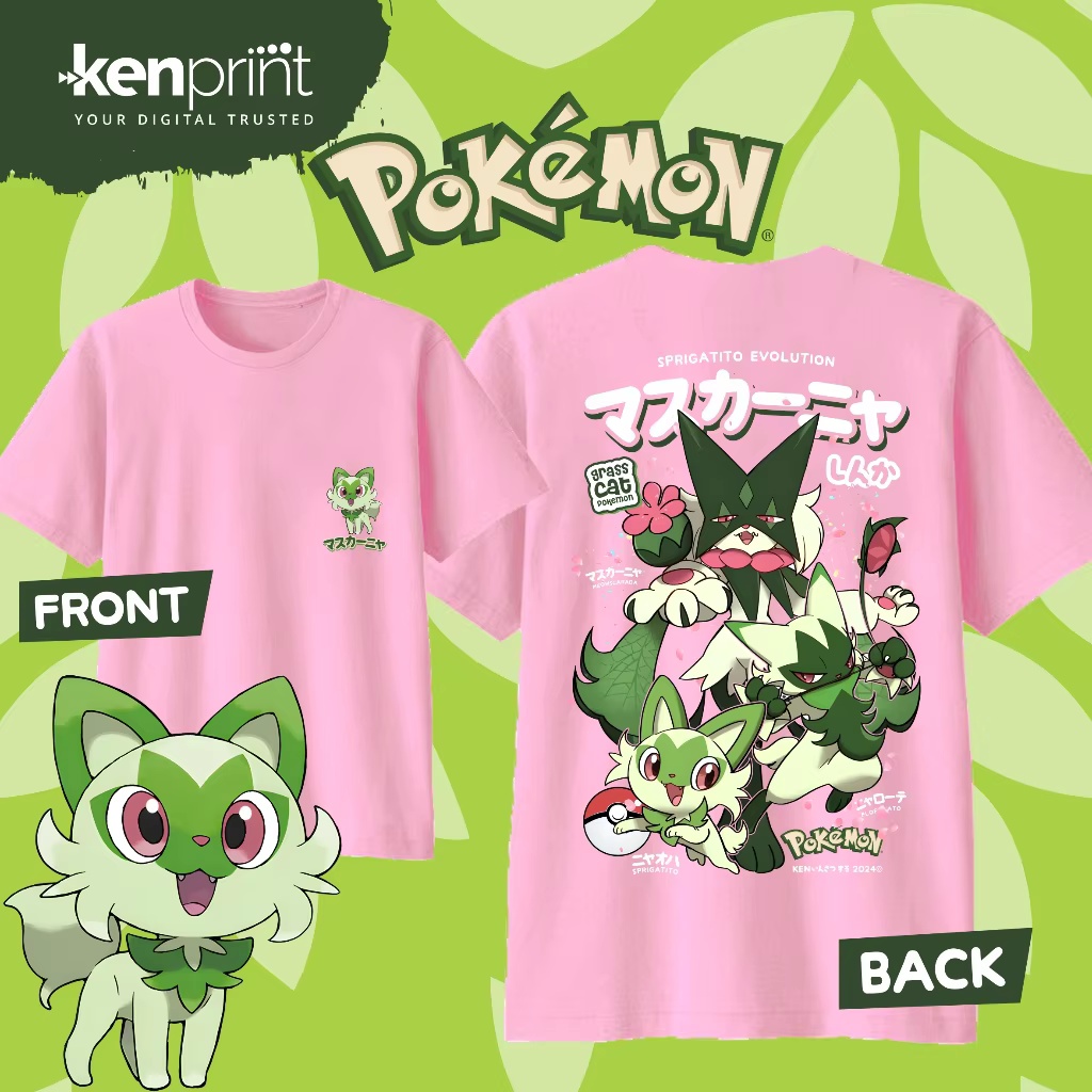 Kaus Katun Anime Pokémon Sprig - Street Fashion Evolution ulasan dan harga
