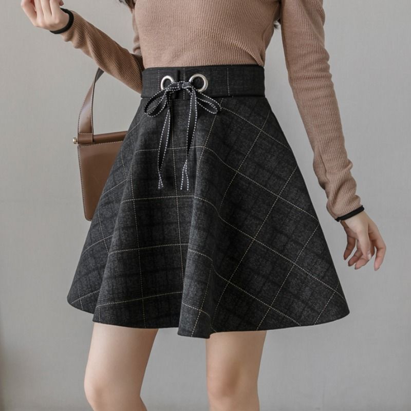 Rok pendek Vintage kotak-kotak - Street Fashion Now ulasan dan harga