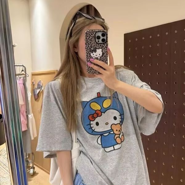 Kaus Cetak Hello Kitty Lengan  - Street Fashion Casual ulasan dan harga