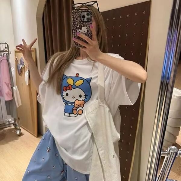 Kaus Cetak Hello Kitty Lengan  - Street Fashion Casual ulasan dan harga
