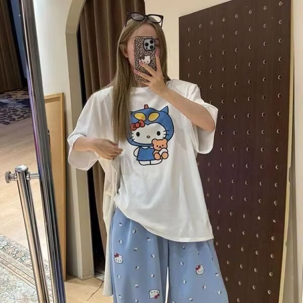 Kaus Cetak Hello Kitty Lengan  - Street Fashion Casual ulasan dan harga