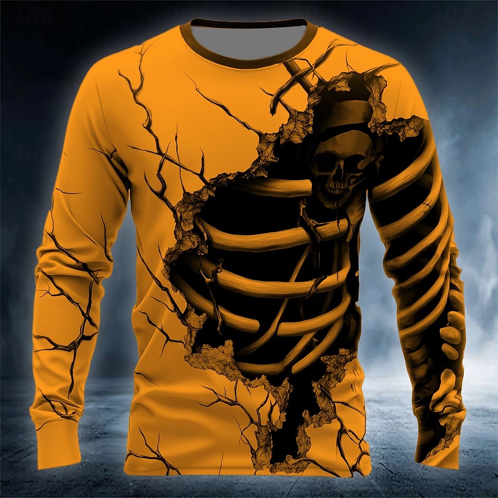 Kaos Pria Cetak Tengkorak 3D L - Street Fashion Casual ulasan dan harga