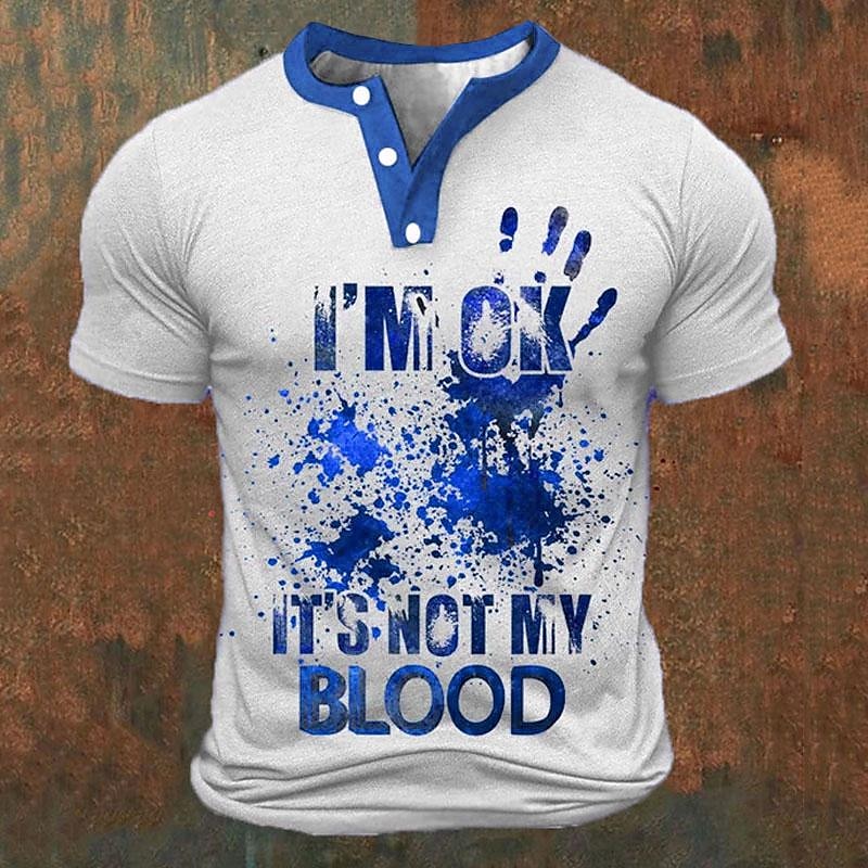 Kaos Henley Pria Cetak Huruf 3 - Street Fashion Casual ulasan dan harga