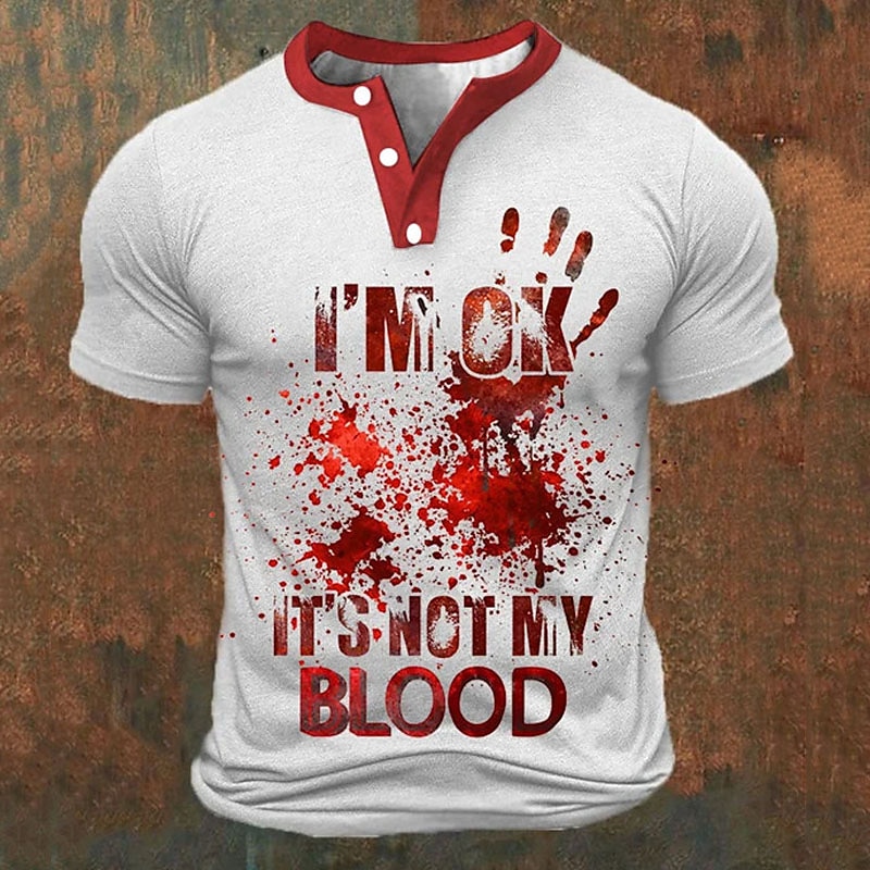Kaos Henley Pria Cetak Huruf 3 - Street Fashion Casual ulasan dan harga