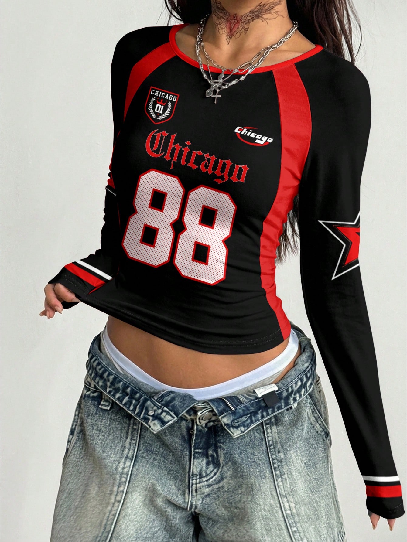 Kaos Wanita Lengan Raglan Nyam - Street Fashion Chicago ulasan dan harga