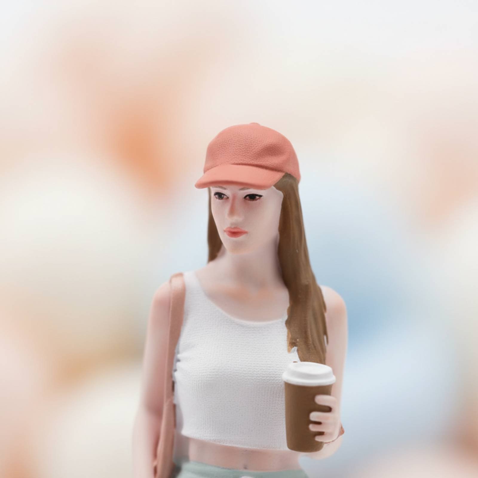 Figur Gadis Memegang Kopi, Min - Street Fashion Pose ulasan dan harga