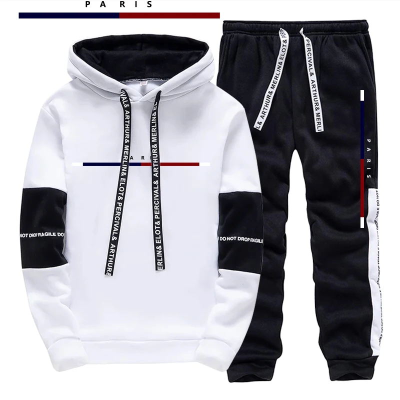 Setelan Pria Motif Cetak Paris - Street Fashion Casual ulasan dan harga